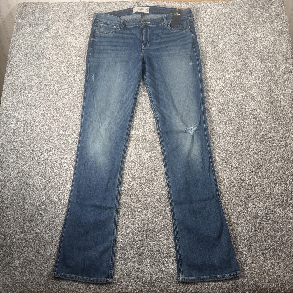 Hollister Bootcut Jeans Juniors 15L 36x34 Blue Distressed Stretch Indie Sleaze